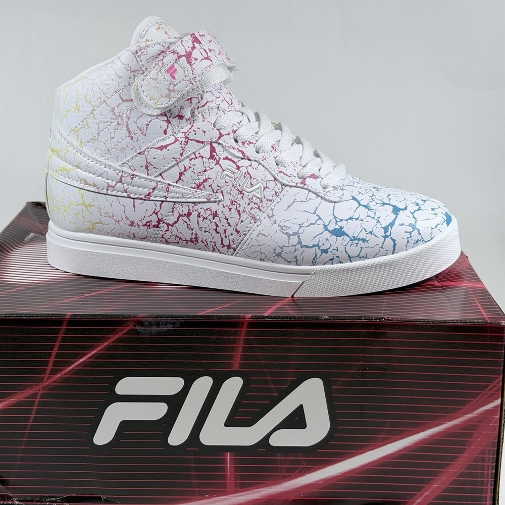 FILA Size-6.5 Big Kid Youth‎ Vulc 13 Crackle Flag High-Top Sneakers